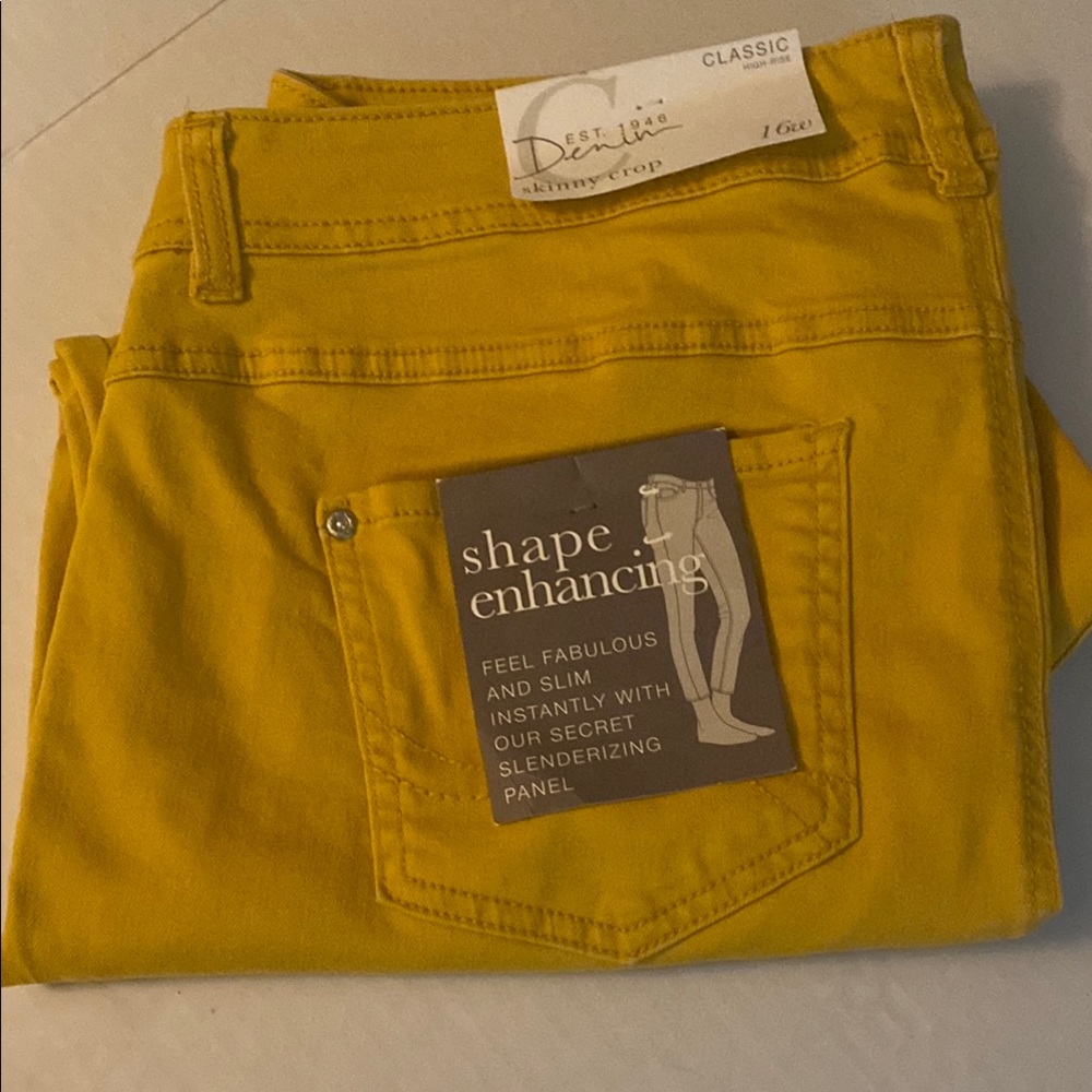Yellow Skinny Crop Jeans